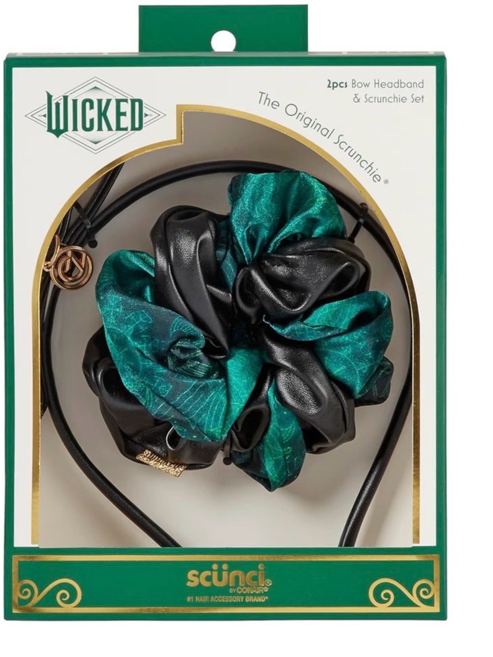 Wicked Elphaba Bow Headband & Twist Scrunchie Set Scünci Conair 2Pc NIP